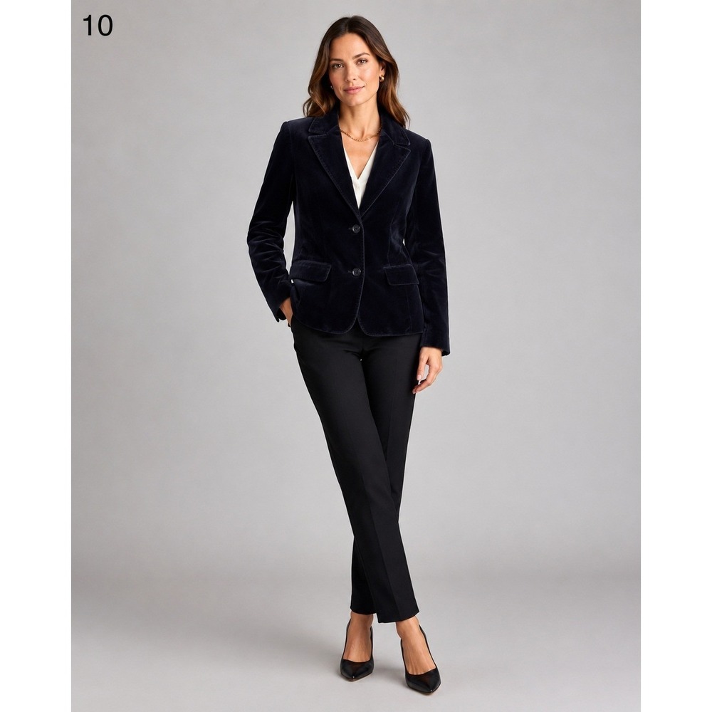 Old Navy Velvet Blazer Jacket Womens Small Black Cotton Pockets Double Button‎